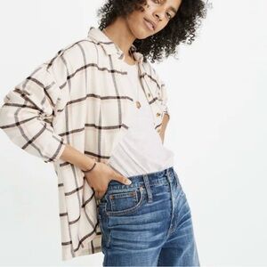 Madewell Flannel Bromley Shirt in Northall Plaid Montgomery Plaid Pearl Ivory